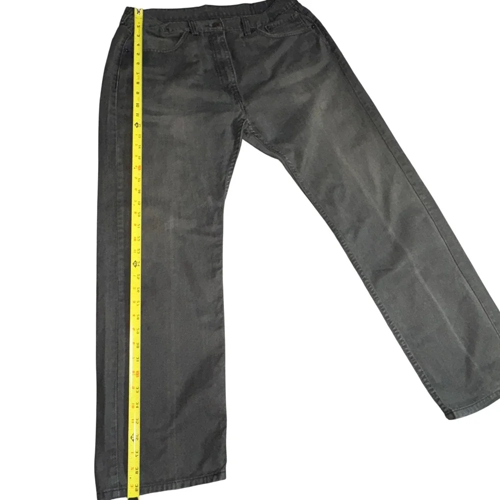 Levis 505 Mens Jeans W36 L30 Black Straight Leg Regular Fit Denim Pants